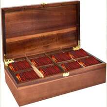 Caja para T Fabricada con Madera, para T, Caf, Especias, con 8 Compartimentos, Diseo Minimalista, Compacto y Multifuncional, para Despensa, Nevera, Cocina - Grano de madera - Ver 1