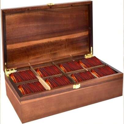 Caja para T Fabricada con Madera, para T, Caf, Especias, con 8 Compartimentos, Diseo Minimalista, Compacto y Multifuncional, para Despensa, Nevera, Cocina