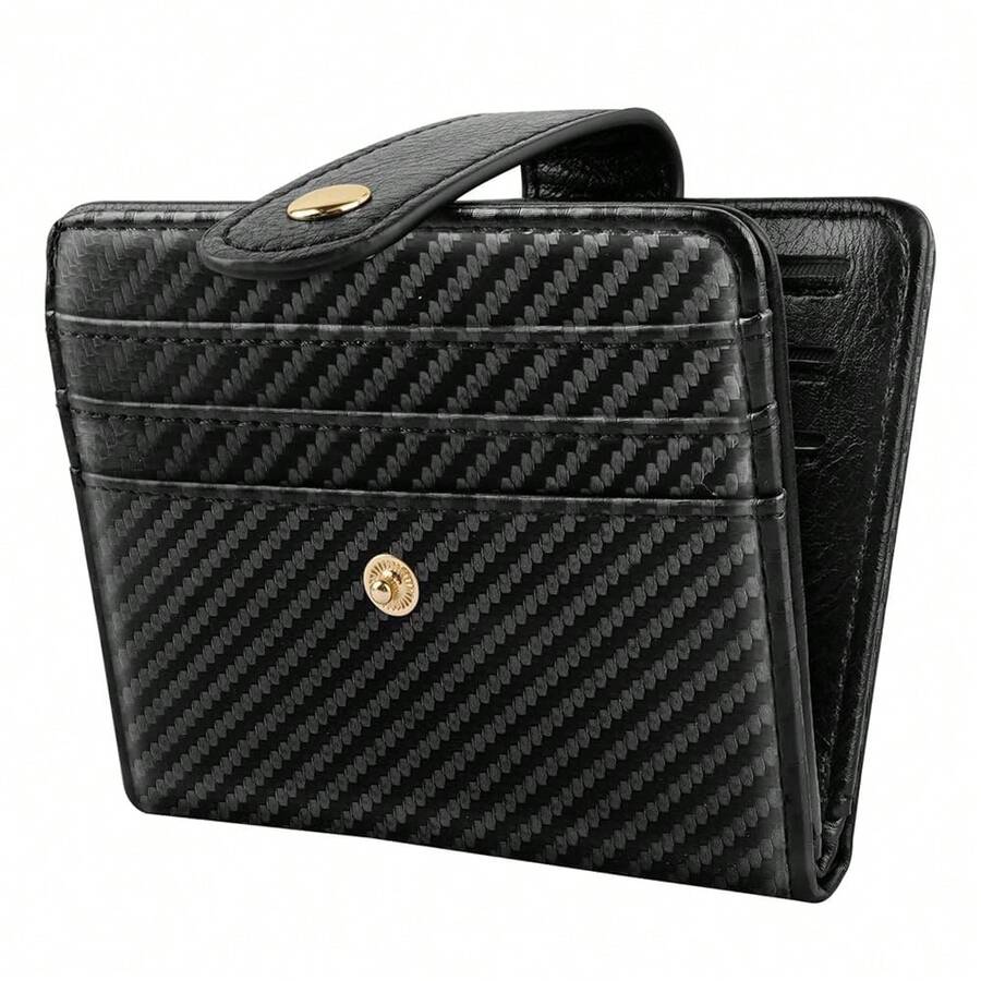 Minimalist Bifold Wallet RFID Credit Card Wallet Card Holder For Women Or Men, Black Carbon Fiber{"Color_name":"CarbonFiber"} - 多色6 - 查看 1
