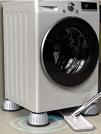 Washing Machine Non-Slip Shock Absorbing Pad, Anti-Vibration Noise Reduction Mats For Heightening, Moisture Prevention And Shockproofing,Shock And Noise Cancelling Washing Machine Support, Noise Reducing And Anti Slip Anti Vibration Rubber Washing Machine Feet Pads, Anti-Walk Dryer Washer Vibration Pads,Washing Machine Stabilizer
