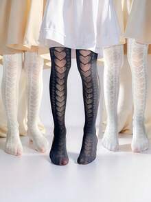 3pcs Trẻ em Nguyên chất Màu sắc Quần tất lưới - Nhiều màu - Xem 31