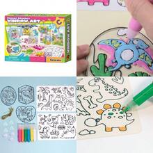 DIY Window Paint Art And Crafts Boys And Girls Drawing Jewelry Toys Making Kit Set Colored Sparking Plactic Glitter Charms Bracelet Accessories Inspired Gifts Pack Ideal Creative Activity Gift Easter Christmas Birthday Family Night Dinosaur Adventure Window Art
