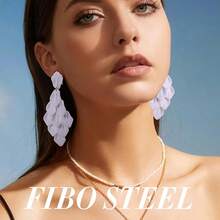 FIBO STEEL Acrylic Petal Earrings For Women Red Statement Earrings Dangle Rhombic Boho Flower Lime Green Orange Rose Big Bold Colorful Costume Jewelry Long Drop Dangle Earrings{"Color_name":"White"} - 白色的 - 查看 4