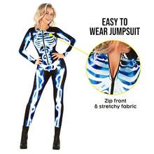 Morph Skeleton Costume Women, Womens Skeleton Costume, Womens Halloween Costumes, Halloween Costumes For Women Adult{"Size_name":"XX-Large","Color_name":"Blue"} - 藍色的 - 查看 3