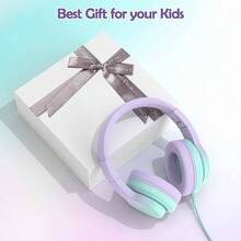 - Auriculares con para nios, con micrfono, limitador de volumen de 8594 dB para nias y nios, auriculares plegables para aprendizaje y entretenimiento, color morado oscuro - Púrpura claro - Ver 6