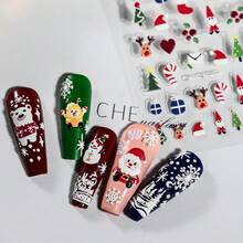 Miếng dán móng nghệ thuật Giáng sinh 2025 5D 1 miếng dán móng tay hình ông già Noel nổi hình cây thông Noel với pha lê 1 miếng dán móng tay hình gấu dễ thương hình kẹo que bông tuyết hình Giáng sinh dùng để trang trí móng tay ngày lễ - Nhiều màu - Xem 7
