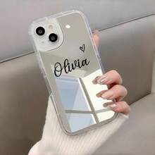 Customizable Cute Heart-Shaped Design With Initial, Mirror Phone Case Compatible With IPhone 11 Pro/ 13 Pro/ 15 Pro Max, XR, 12, 13, 15 And 16/17 Pro Max - Clear - View 3