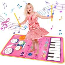 Tapete Musical para Niños, Tapete de Piano Alfombrilla Teclados de Piso Plegable Manta de Musicale Electrónico de Baile, Juguete Didactico Regalo - Rosa - Ver 1