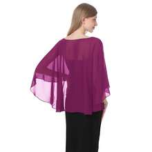Baoqiya Women's Capelet Shawls And Wraps For Evening Dresses Soft Bridesmaid Shawl Chiffon Cape Wedding Cover Up{"Color_name":"Purple"} - 紫色 - 查看 6