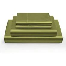 Silky Soft Pink Twin XL Satin Bed Sheets Set, 1 Deep Pocket Fitted Sheet + 1 Flat Sheet + 1 Pillowcase,  In 2025 - Sage Green - View 3