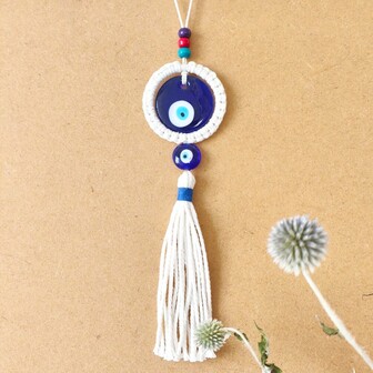 Handmade Bohemian Style Blue Eye Pendant - Elegant And Refreshing Home Decor, Peace-Enhancing Charm For Car And Bags, Unique Gift Idea