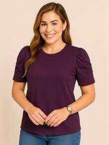 Women's Princess Puff Sleeve Blouse - Burgundy - View 1