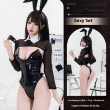 Sexy Cute Bunny Girl Patent Leather Tights Sexy Pure Desire Underwear - 4066套裝[領子+上衣+連身衣] - 查看 4