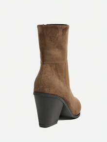 Fall/Winter US Style Pointed Toe Zipper Ankle Boots, New Vintage Pointed Western Boots, Chunky Heel Side Zipper Short Shaft European & American Boots, Size 35-42,Boots For Women