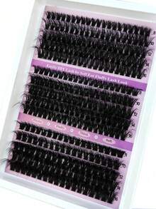 HBZGTLAD 15 khay 280 cụm lông mi giả mịn 60+80+100 sợi 0,07mm, lông mi chồn tổng hợp mịn, độ dài hỗn hợp 12-20mm, mi riêng lẻ 5D của Nga, trang điểm lông mi giả dày rậm cụm - màu đen - Xem 16