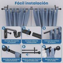 Barras de cortina dobles negras de 32 a 120 pulgadas, barras de cortina resistentes, barra de cortina telescpica para dormitorio, barra de cortina doble con remates redondos - 0,8-2,1 m (32-84") - Ver 4