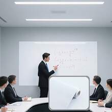 1卷静电吸附白板墙纸 - 非磁性静电吸附墙纸表面，可移除和重新定位的大尺寸书写板，适用于家庭办公室、教室、会议室 - 易于撕贴安装，经久耐用的光滑表面，适用于粉笔、马克笔、白板笔 - 是公告栏和墙面装饰的理想之选 - 彩色 - 查看 4