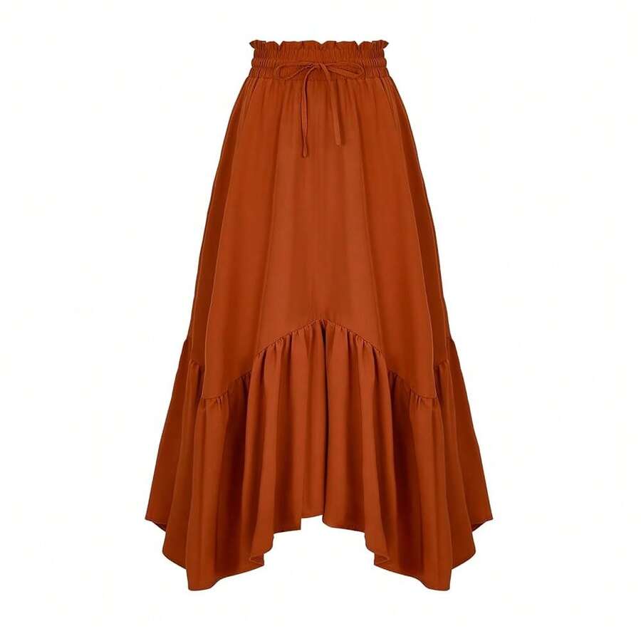 American Women's Renaissance Pirate Skirt Medieval Long Flowy Maxi Skirt For Ren Faire Halloween Outfit With Pockets{"Color_name":"Orange","Size_name":"X-Large"} - 橘子 - 查看 1
