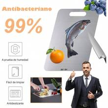 Tabla de cortar de acero inoxidable Tabla de cortar de cocina para carne, fruta y verdura Tabla de cortar multifuncional de cocina 34 * 23cm Mediana 34 * 23cm - 18 cm de largo x 15 cm de ancho - Ver 4