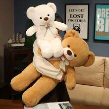 可爱泰迪熊毛绒娃娃，适合女孩，情人节礼物，大号长抱枕，可夹腿，睡眠枕，趣味家居沙发腰部装饰，儿童新年惊喜礼物（由于面料为批量生产，可能存在轻微色差，但实物与宣传图片接近） - 彩色 - 查看 4