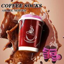 1 par de nuevos y curiosos calcetines de media caña multicolor tipo café en caja de regalo, nuevos calcetines deportivos unisex de otoño/invierno 2025, con diseño inspirado en alimentos, de tejido de punto, largos y gruesos, suaves y cómodos