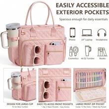 Large Bible Bag With Bible Cover Case For Women, Quilted Church Tote Bag Book Carrying Case W/Shoulder Strap,Bible Study Supplies Journaling Kit Accessories Valentines Day Christian Gift For Women Her - 黑色的 - 查看 3