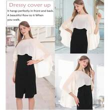 Baoqiya Women's Capelet Shawls And Wraps For Evening Dresses Soft Bridesmaid Shawl Chiffon Cape Wedding Cover Up{"Color_name":"PaleChampagne"} - 說香檳 - 查看 4