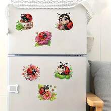 6pcs Diamond Painting Kits, Cute Cartoon Animal & Floral Ladybug Patterns - Handmade Multi-Color Refrigerator Decor For Party And Daily Use, Fridge And Car Decoration - Multicolor - View 7