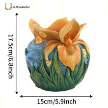 Ghiveci de flori inspirat de arta Nopții înstelate de Van Gogh, cel mai bine vândut pe plan transfrontalier, aranjament floral pentru birou, decorațiune lucrată manual pentru intrarea casei și sufrageria, recipient creativ pentru plante suculente și verzi în stil Ins, ornament rezistent la intemperii cu dublă utilizare pentru interior și exterior