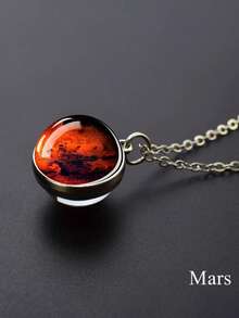1 Stück Mars & Erde Anhänger Halskette, einzigartiges Geschenkidee für Frauen, Paare, Freunde und Familie