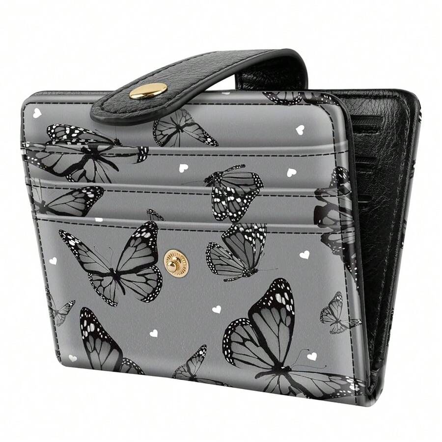 Small Wallets For Women Slim Minimalistfor Bifold Credit Card Holder For Pocket Or Purse, Black Butterflies{"Color_name":"BlackButterflies"} - 多色10 - 查看 1