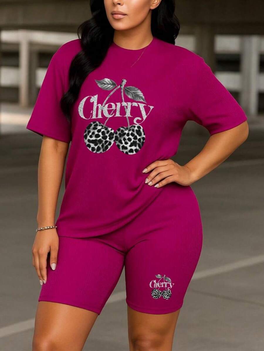 Conjunto casual Conjunto deportivo Ropa cómoda Outfit urbano Look relajado Letras Estampado de Leopardo Casual Ninguno - MAGENTA MP - Ver 1