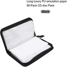 Estuche para CD con Capacidad para 80, Estuche Organizador para DVD, Bolsa de Almacenamiento con Soporte para CD y DVD de Cuero PU, Cartera para CD y DVD, Folleto de DVD, Estuche para Almacenamiento con Soporte para CD, Negro - 1 - Ver 4