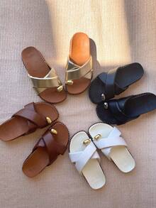 Women's Casual Comfortable Elegant Blogger Sandal In Leather With Low Platform And Toe Detail - 黑色 - 查看 4