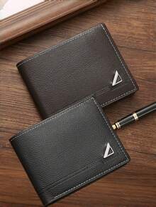 1-3 件/套男士 PU 皮革短钱包，时尚格纹软钱包，大容量多卡槽，可存放大额钞票，简易硬币袋，信用卡银行卡身份证照片槽，商务休闲风格，男士生日正式/商务正式情人节创意的理想礼物