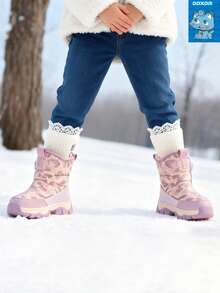 DDXDR Un par de botas de invierno para niñas, con forro de felpa cálido, impermeables y antideslizantes. Diseño de slip-on adecuado para niñas pequeñas y mayores. Ideales para jugar en la nieve, salidas con lluvia, la escuela y ocasiones casuales diarias.