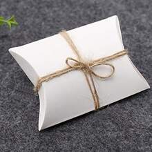 50 Pieces Paper Pillow Boxes Party Gift Pillow Box Pillow Candy Boxes Wedding Favour Pillow Box With 50 Jute Rope For Birthday Wedding Anniversary Christmas Party Decoration White