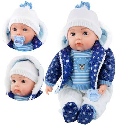  Baby Doll Boy 20" Lifelike Soft Body With Sounds & Dummy - Blue BiBi Doll Toy