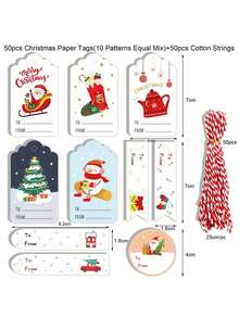 1 Set = 100 Stücke Weihnachts-Geschenkanhänger aus Kraftpapier, Weihnachtsbaumschmuck, DIY Weihnachtsgeschenke, Karten mit Schnüren für Weihnachtsbaum Nachrichtenetiketten