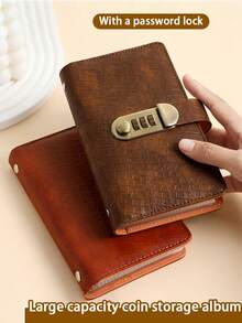 1 件 PU 密码锁鳄鱼纹现金储蓄日记本 - 100 天情侣储蓄挑战套装，多功能便携收纳本，带储物袋。非常适合学生返校或储蓄目标 - 带现金追踪和账单存储功能的理财日记本。 - 彩色 - 查看 13