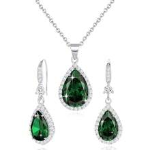Women Jewelry Set Silver/Gold Plated Teardrop Pendant Necklace Dangle Drop Earrings Dangling Sets Birthstone Crystals Rhinestone,Birthday Anniversary Wedding Mother's Day Gifts For Women{"Color_name":"05.May-WhiteGoldPlated|EmeraldGreen"} - 05.May-白金鍍層|翡翠綠 - 查看 6