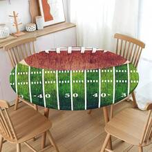 Water-Resistant Round Tablecloth With Elastic Edge For 40-44" Tables - Gift-american Football - View 6