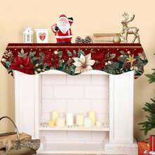 1 pezzo Ghirlanda di Poinsettia per caminetto, sciarpa decorativa, motivo floreale natalizio, adatto per decorare soggiorno, sala da pranzo, camera da letto, cucina, ufficio, hotel, per la stagione autunnale e invernale.