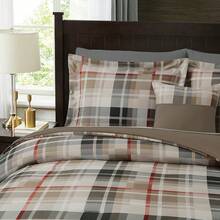 King Comforter Set, Classic Red Black Plaid-Piece Bedding Set, Farmhouse Lightweight All-Season Bed In A Bag With Sheets, Pillowcases & Shams, Home Decor - Khaki - View 4