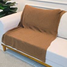 Knitted Blanket Sofa Armchair 150x100cm Siena Decor Living Room - Camel - View 6