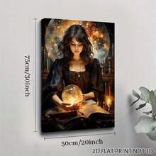 2D Flat, Posters & Prints 1pc Witch Magic Oil Painting Framed Wall Art - Canvas Prints Poster, Ideal For Home, Office Wall Decor, Family Gift, Living Room Bedroom Wall Decor For Halloween Halloween Decor - Multicolor - View 9