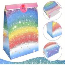 24PCS Party Gift Bag With Thank You Stickers Wrapping Gift Paper Bags For Girls Boys Birthday Bags Party Bags Wedding Favor Bags