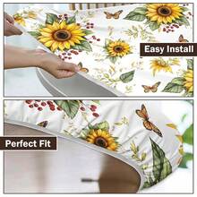 Water-Resistant Round Tablecloth With Elastic Edge For 40-44" Tables - Fresh-sunflower - View 8