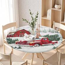 Water-Resistant Round Tablecloth With Elastic Edge For 40-44" Tables - 禮品紅卡車 - 查看 10