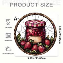 Strawberry Jam Sun Catcher - Bohemian Style Painted Glass Window Hanging Decor With Strawberry Jam Jar And Fresh Strawberries - Round Acrylic Kitchen, Living Room, Bedroom Decoration - Valentine's Day Sweet Decor - Vintage Style, Vibrant Colors, Durable Acrylic Material, Kitchen Decor, Handmade Appearance, Home Decor - Acrylic-round - View 14